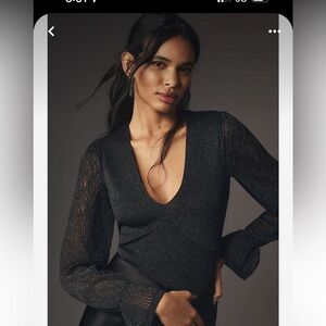 By Anthropologie woven sleeve twofer sweater. Size Large. NWT.